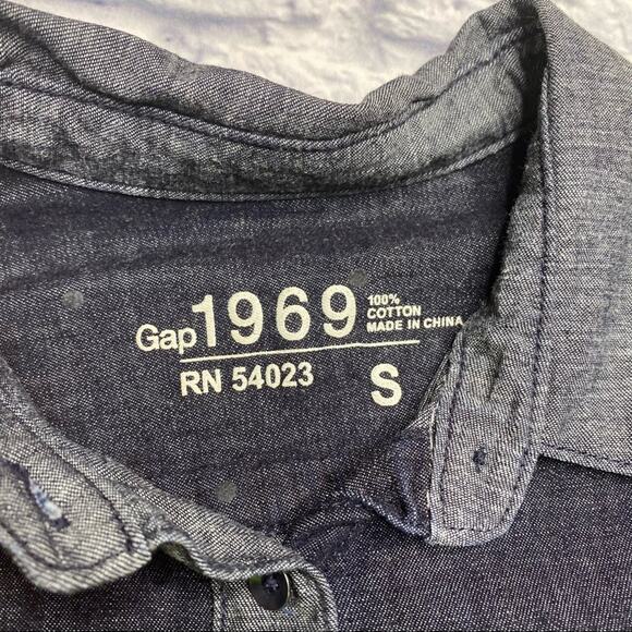 Gap 1969 Polka Dot Two Tone Denim Top - Picture 3 of 7